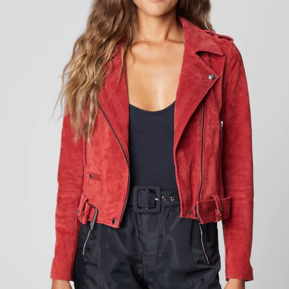 NWT Blank NYC Leather MOTO Jacket RED MY MIND in Red